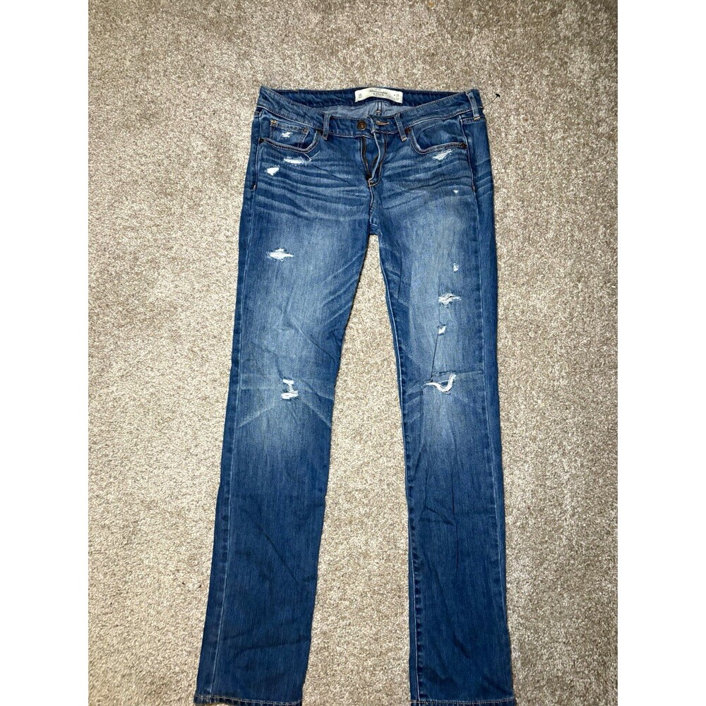 Abercrombie & Fitch Women’s Dark Wash Blue Distressed Skinny Jeans 28 28 in